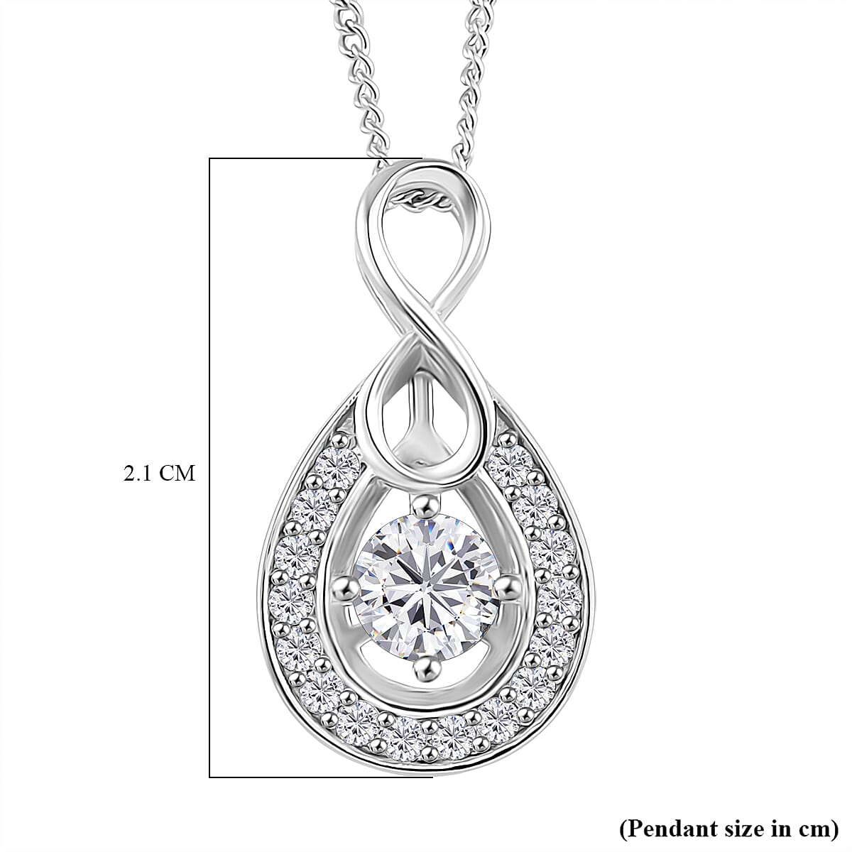 RADIANTA GRA Certified Moissanite D-VVS1 Pendant with Chain (Size 18) in Rhodium Overlay Sterling Silver 4365651 6