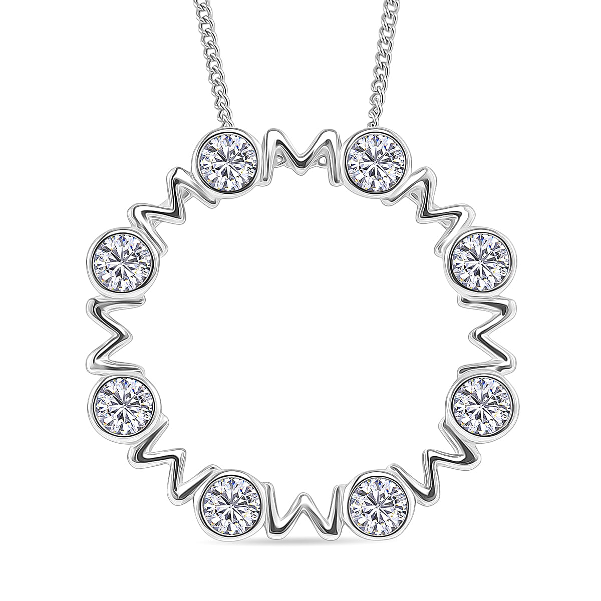 RADIANTA GRA Certified 1.60 Ct. Moissanite MOM Pendant with Chain (Size 18) in Rhodium Overlay Sterling Silver (D-VVS1) 4365666 0