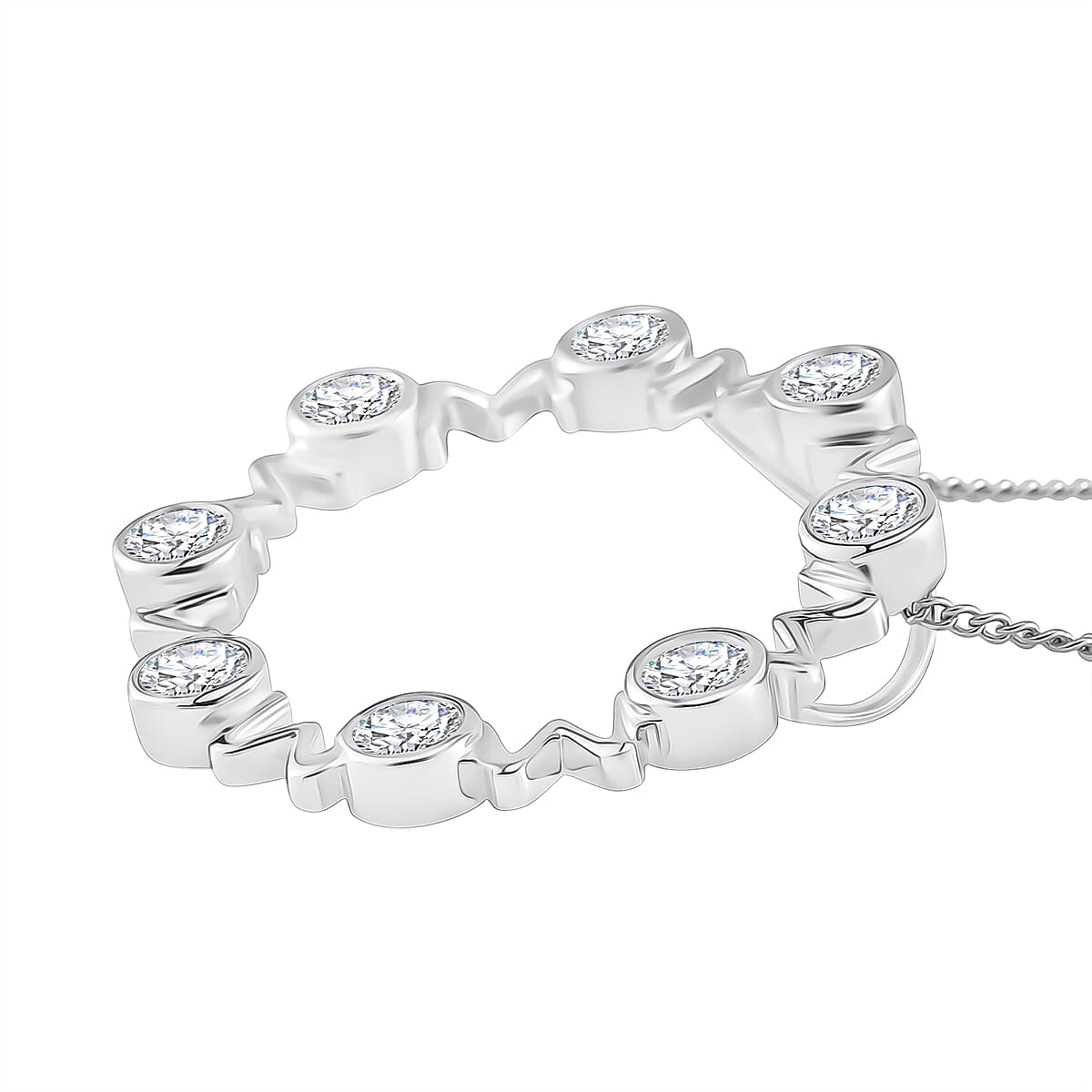 RADIANTA GRA Certified 1.60 Ct. Moissanite MOM Pendant with Chain (Size 18) in Rhodium Overlay Sterling Silver (D-VVS1) 4365666 3