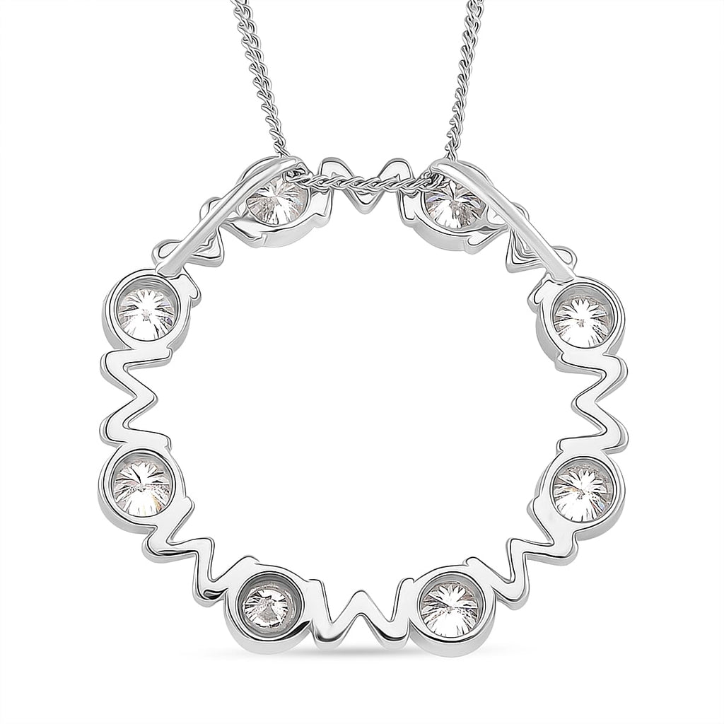 Premium Moissanite - GRA Certified (VVS1-D) Pendant with Chain (Size 18) in Rhodium Overlay Sterling Silver 1.60 Ct.