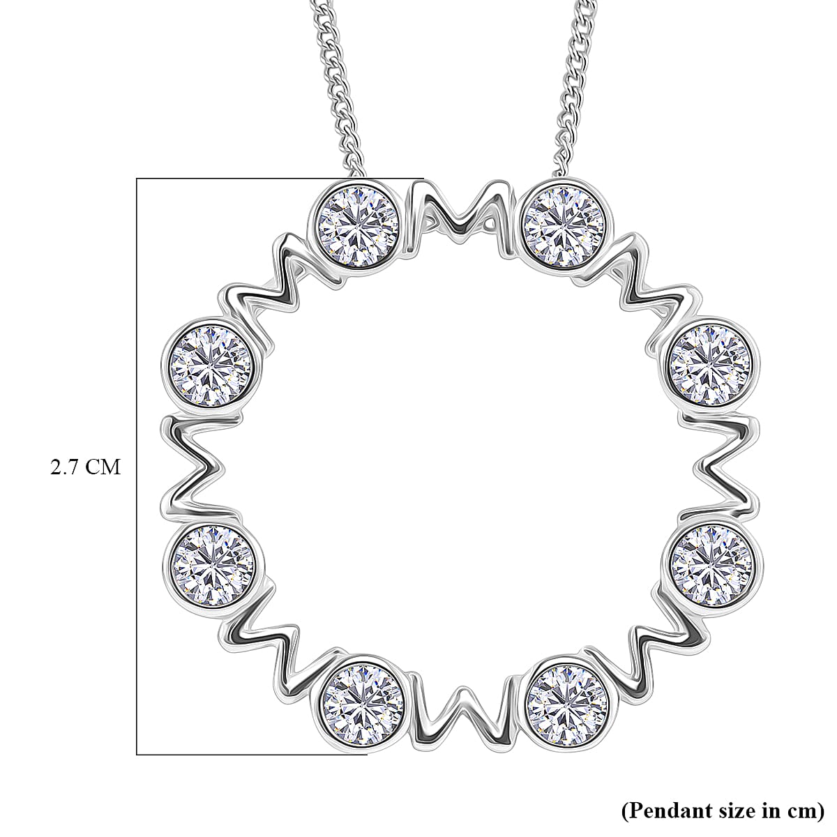 RADIANTA GRA Certified 1.60 Ct. Moissanite MOM Pendant with Chain (Size 18) in Rhodium Overlay Sterling Silver (D-VVS1) 4365666 5