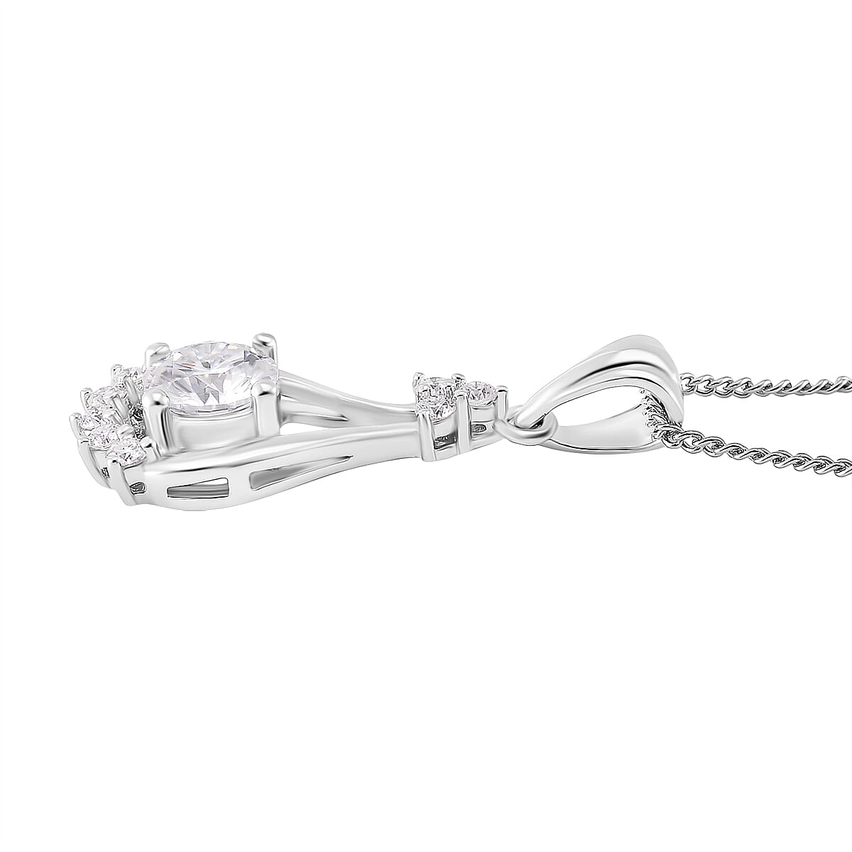 RADIANTA GRA Certified 2 Ct. Moissanite Drop Pendant with Chain (Size 18) in Rhodium Overlay Sterling Silver (D-VVS1) 4366144 3