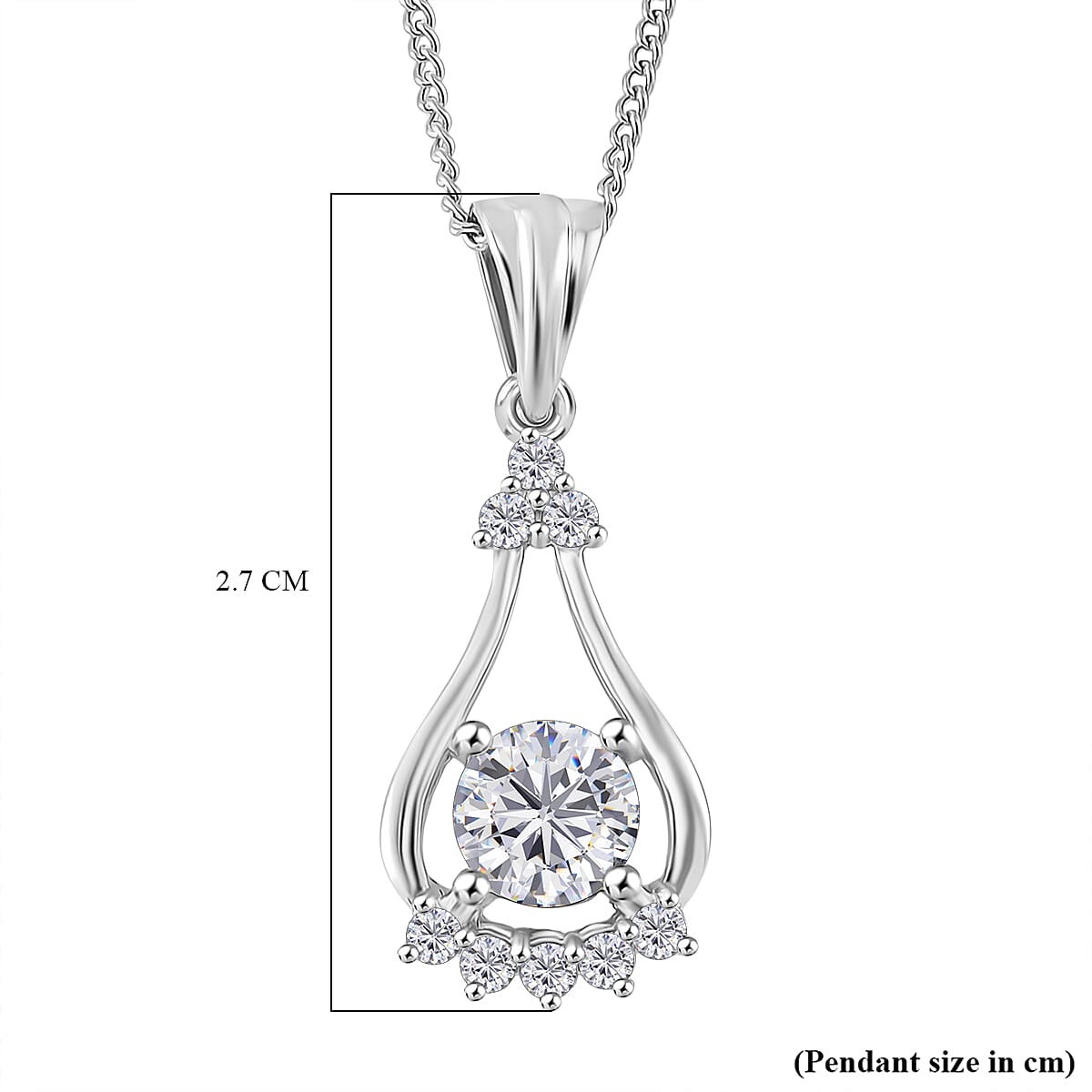 RADIANTA GRA Certified 2 Ct. Moissanite Drop Pendant with Chain (Size 18) in Rhodium Overlay Sterling Silver (D-VVS1) 4366144 6