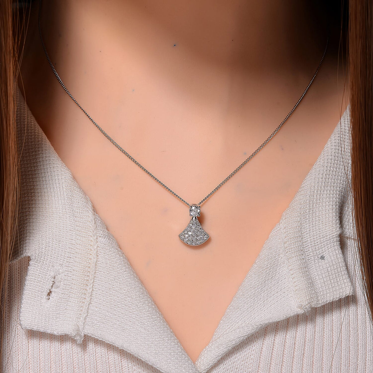 RADIANTA GRA Certified 1.96 Ct. Moissanite Cluster Pendant with Chain (Size 18) in Rhodium Overlay Sterling Silver (D-VVS1) 4366387 2