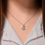 GRA Certified (VVS1-D) Moissanite Pendant with Chain (Size 18) in Rhodium Overlay Sterling Silver 1.96 Ct.