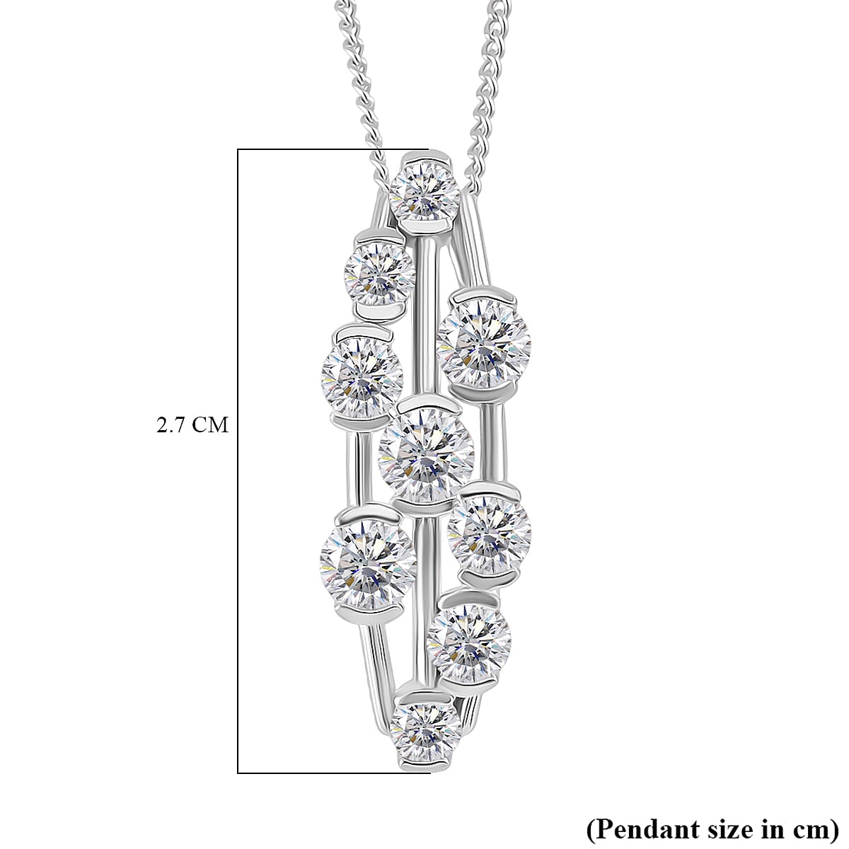 RADIANTA GRA Certified 1.65 Ct. Moissanite Bubble Pendant with Chain (Size 18) in Rhodium Overlay Sterling Silver (D-VVS1) 4366402 6