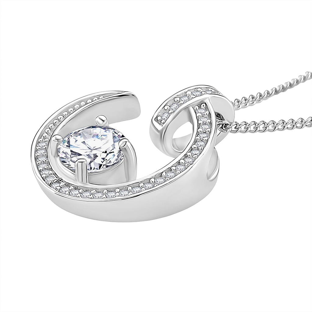 Moissanite - GRA Certified D-VVS1 Moissanite Pendant with Chain (Size 18) in Rhodium Overlay