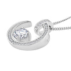 Moissanite - GRA Certified D-VVS1 Moissanite Pendant with Chain (Size 18) in Rhodium Overlay