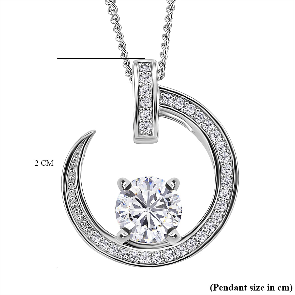 D'Joy RADIANTA GRA Certified Crescent Moon Moissanite Pendant with Chain (Size 18) in Rhodium Overlay Sterling Silver 4403461 6
