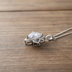 D'Joy Moissanite Lily Pendant with Chain (Size - 18) in Rhodium Overlay Sterling Silver 6.00 Ct.