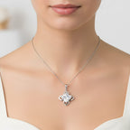 D'Joy Moissanite Lily Pendant with Chain (Size - 18) in Rhodium Overlay Sterling Silver 6.00 Ct.