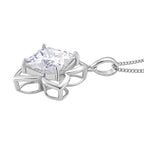 D'Joy Moissanite Lily Pendant with Chain (Size - 18) in Rhodium Overlay Sterling Silver 6.00 Ct.