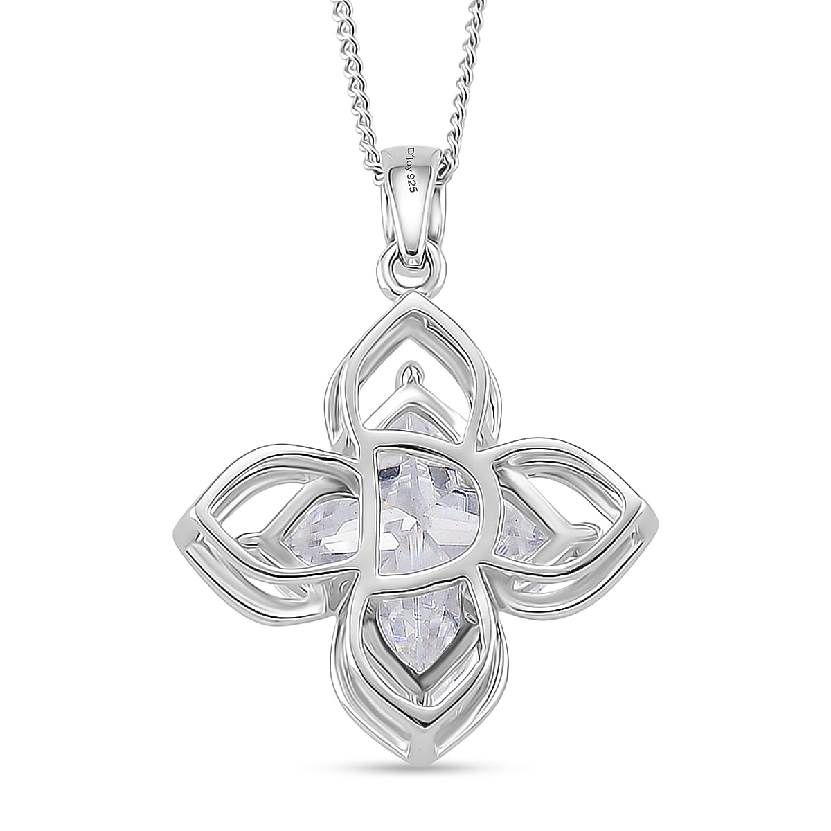 D'Joy 6 Ct. Moissanite Lily Pendant with Chain (Size - 18) in Rhodium Overlay Sterling Silver V32514850 5