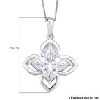D'Joy Moissanite Lily Pendant with Chain (Size - 18) in Rhodium Overlay Sterling Silver 6.00 Ct.
