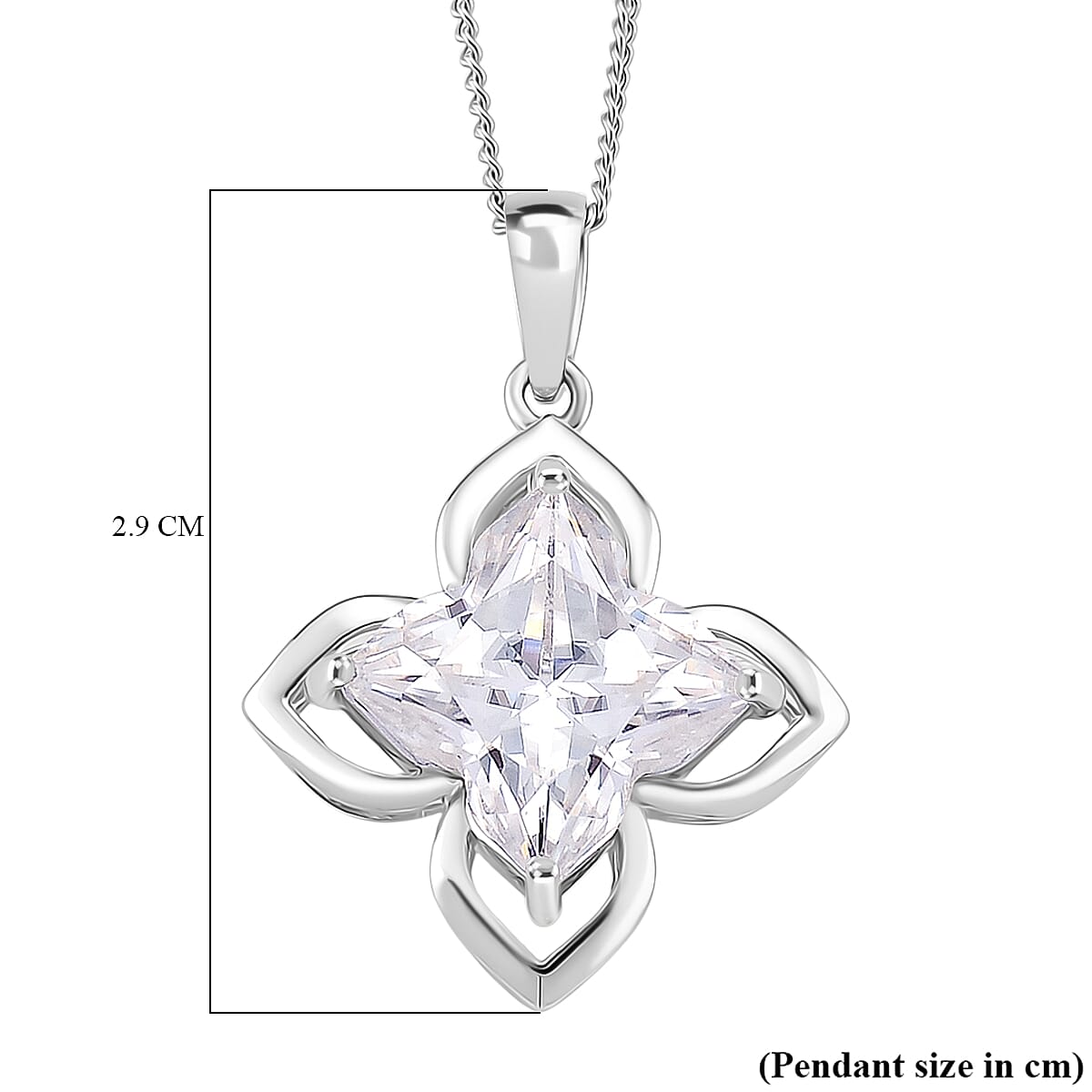 D'Joy 6 Ct. Moissanite Lily Pendant with Chain (Size - 18) in Rhodium Overlay Sterling Silver V32514850 7