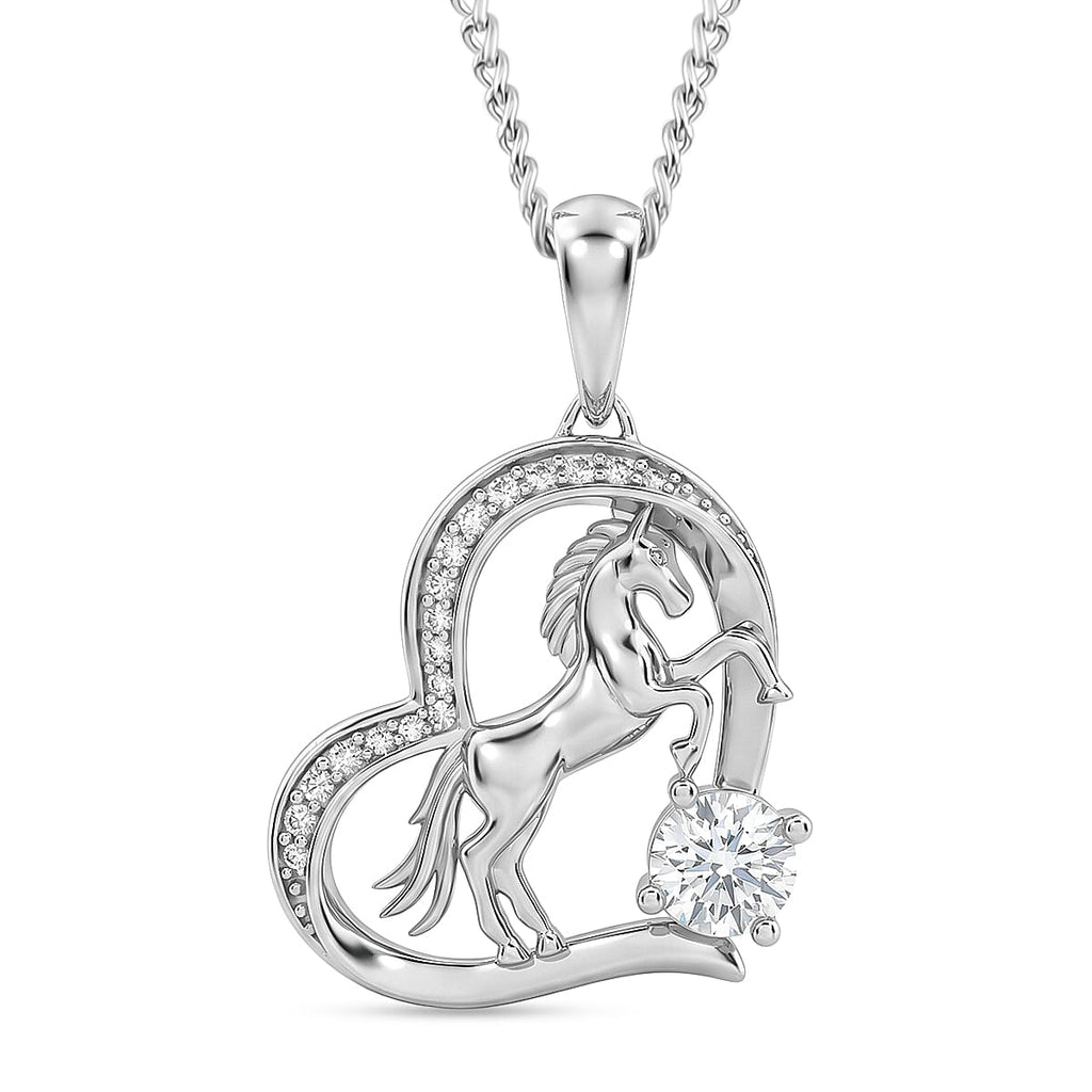 Moissanite Pendant with Chain (Size 18) in Rhodium Overlay Sterling Silver