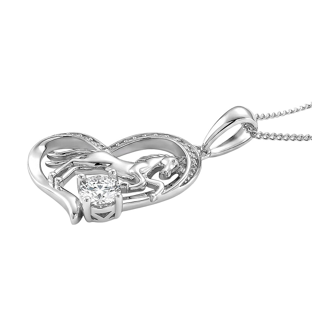 Moissanite Pendant with Chain (Size 18) in Rhodium Overlay Sterling Silver