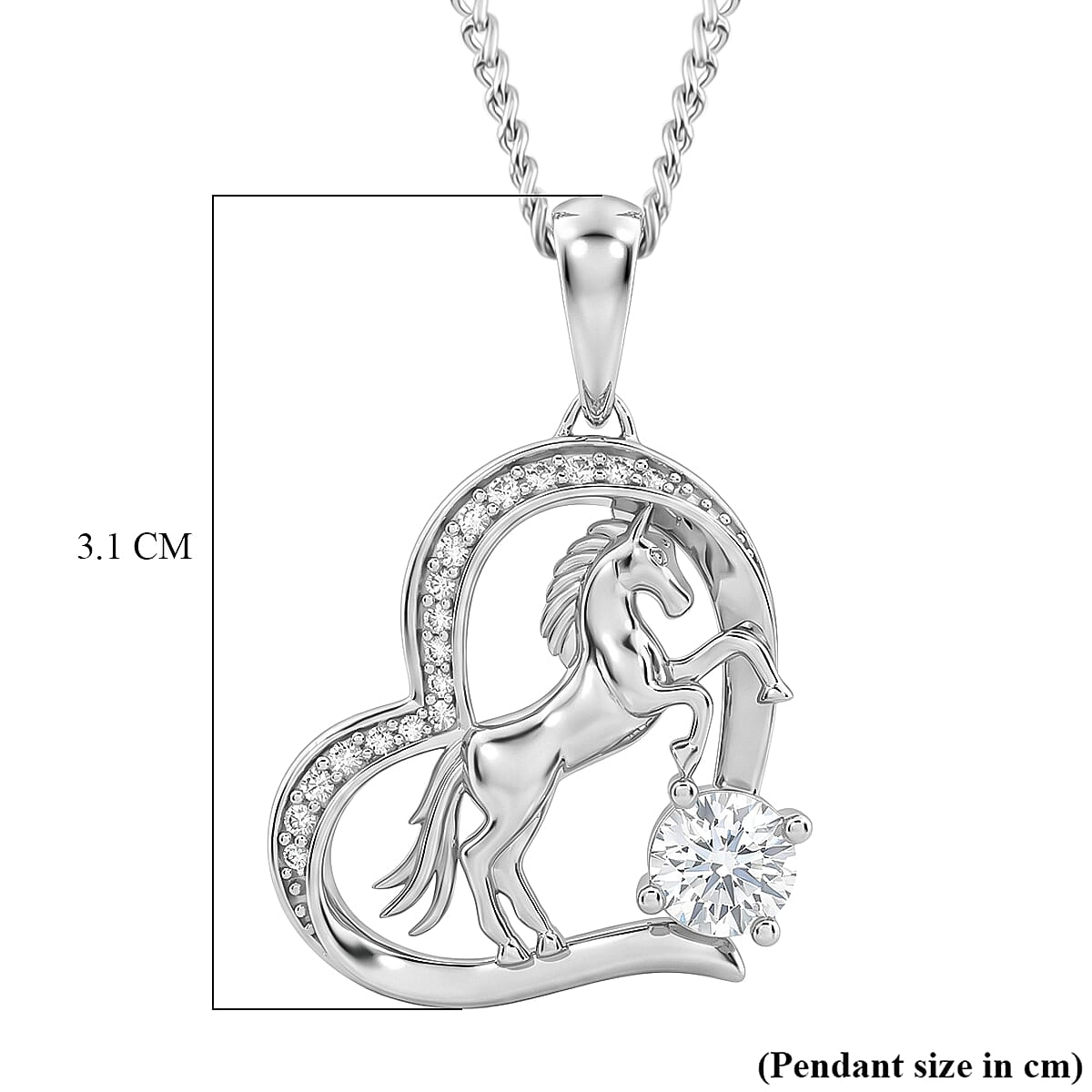 Moissanite Pendant with Chain (Size 18) in Rhodium Overlay Sterling Silver 4450705 7