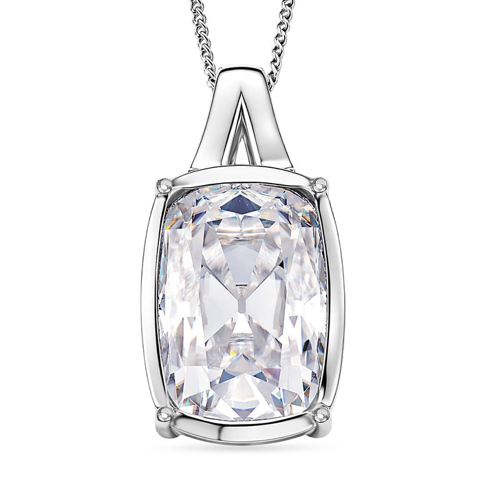 Moissanite Solitaire Pendant with Chain (Size 18) in Rhodium Overlay Sterling Silve 10.00 Ct. 4455155 1
