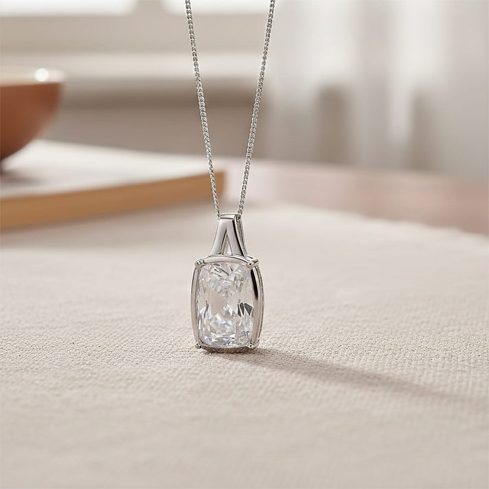 Moissanite Solitaire Pendant with Chain (Size 18) in Rhodium Overlay Sterling Silve 10.00 Ct. 4455155 2