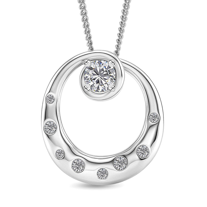 D'Joy GRA Certified Moissanite D-VVS1 Solitaire Spiral Pendant with Chain (Size 18) in Rhodium Overlay Sterling Silver 4462531 1