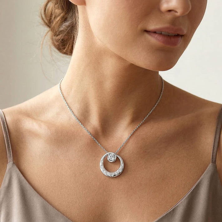 D'Joy GRA Certified Moissanite D-VVS1 Solitaire Spiral Pendant with Chain (Size 18) in Rhodium Overlay Sterling Silver 4462531 2