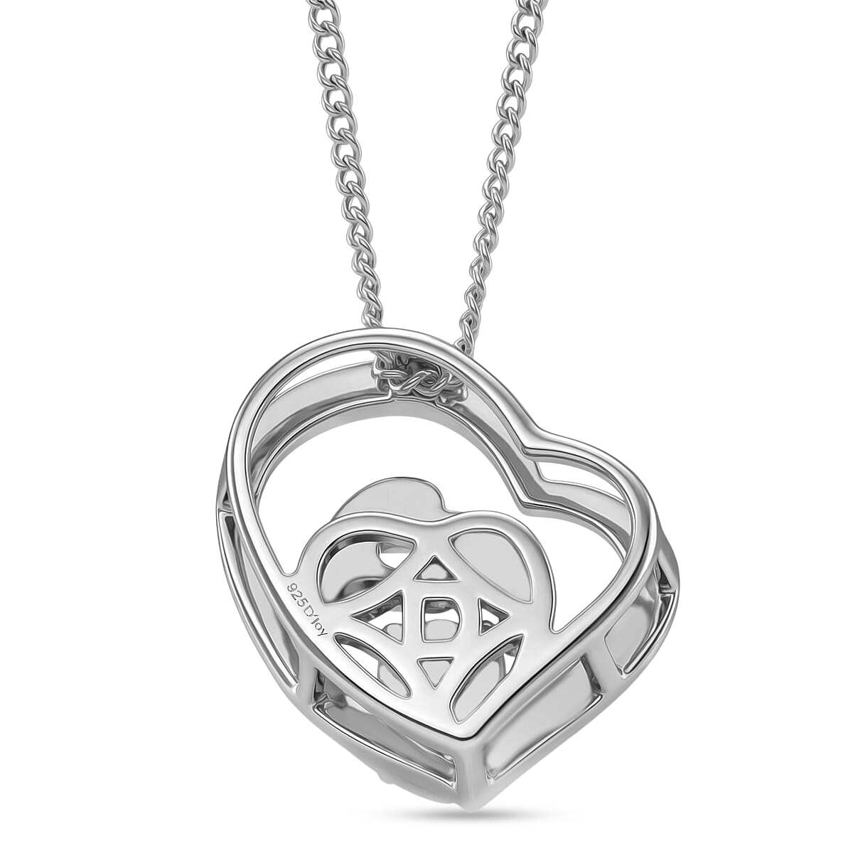 D'Joy - GRA Certified Moissanite D-VVS1 Solitaire Heart Pendant with Chain (Size 18) in Rhodium Overlay Sterling Silver 4462532 5