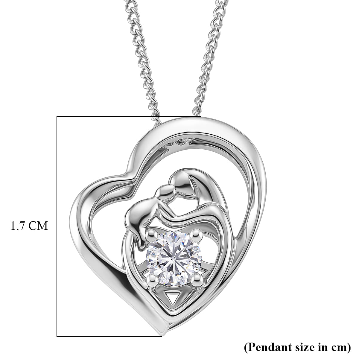 D'Joy - GRA Certified Moissanite D-VVS1 Solitaire Heart Pendant with Chain (Size 18) in Rhodium Overlay Sterling Silver 4462532 7