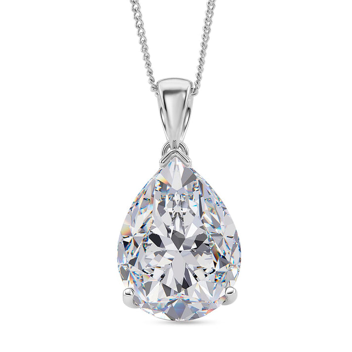 Moissanite Solitaire Pendant with Chain (Size 18) in Rhodium Overlay Sterling Silver 10.00 Ct. 4467633 1