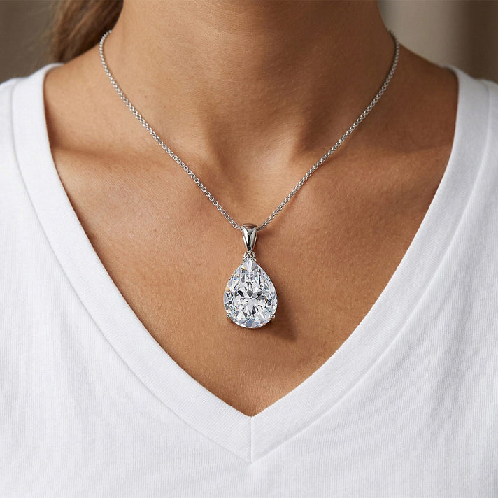 Moissanite Solitaire Pendant with Chain (Size 18) in Rhodium Overlay Sterling Silver 10.00 Ct. 4467633 2