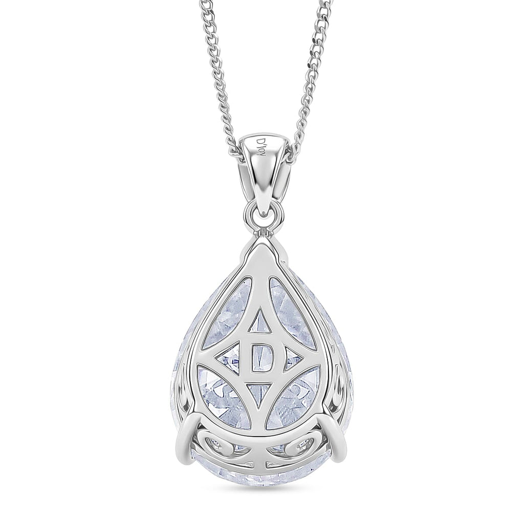 Moissanite Solitaire Pendant with Chain (Size 18) in Rhodium Overlay Sterling Silver 10.00 Ct.