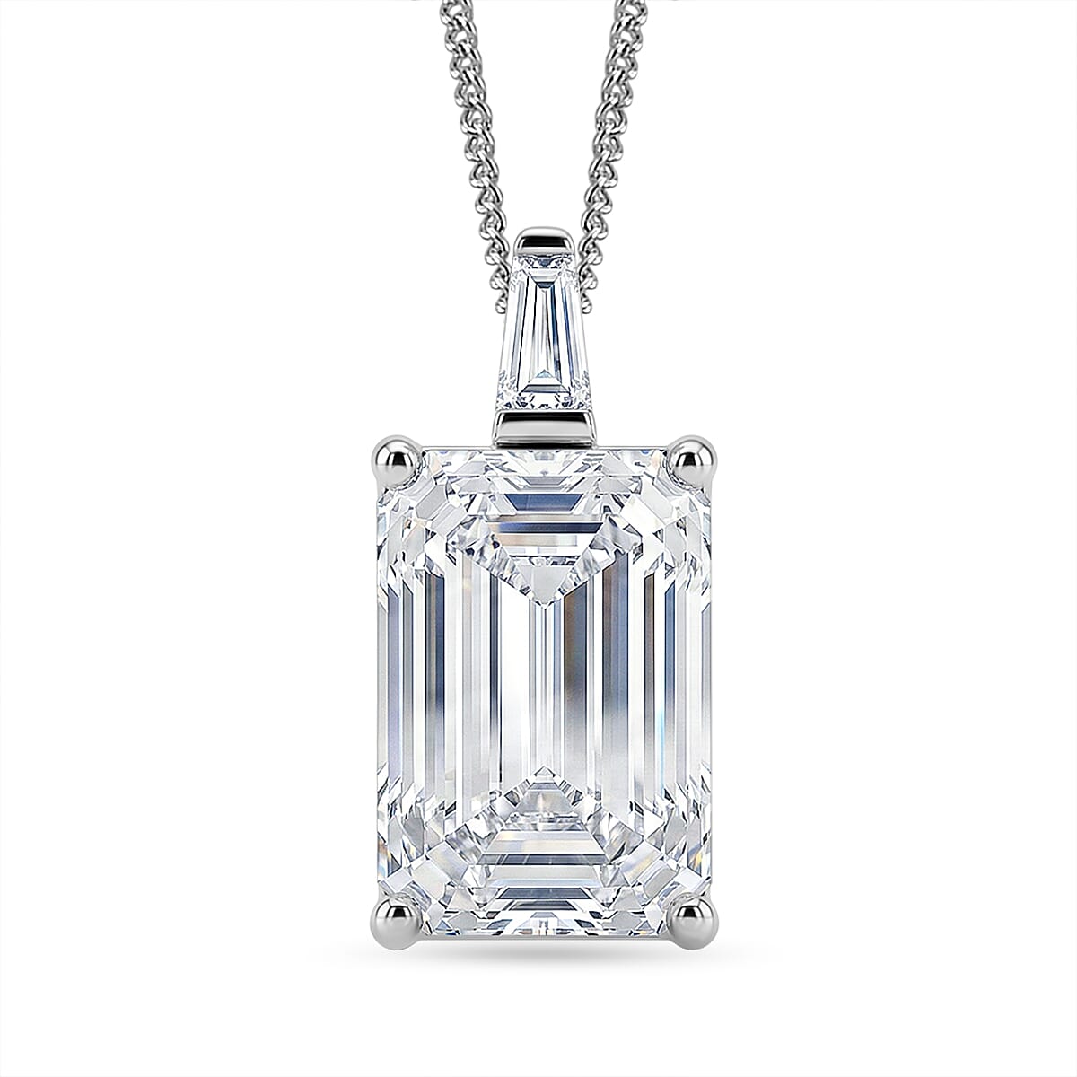 Moissanite Pendant with Chain (Size 18) in Rhodium Overlay Sterling Silver 10.22 Ct. V32515390 0