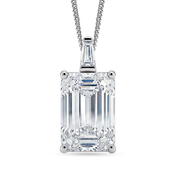 Moissanite Pendant with Chain (Size 18) in Rhodium Overlay Sterling Silver 10.22 Ct. 4467736 1