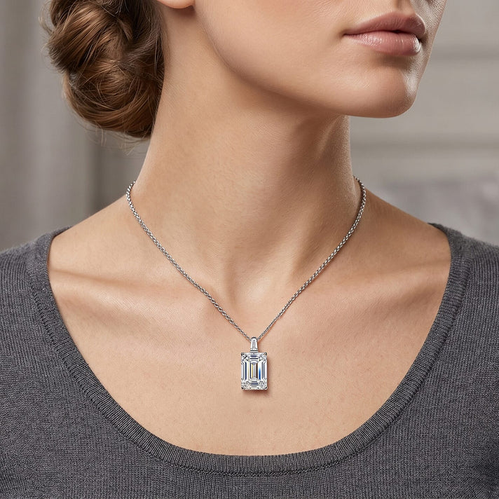 Moissanite Pendant with Chain (Size 18) in Rhodium Overlay Sterling Silver 10.22 Ct. 4467736 2