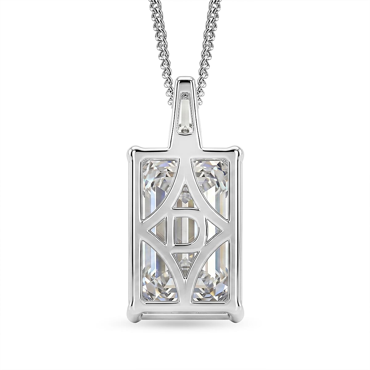 Moissanite Pendant with Chain (Size 18) in Rhodium Overlay Sterling Silver 10.22 Ct. V32515390 5