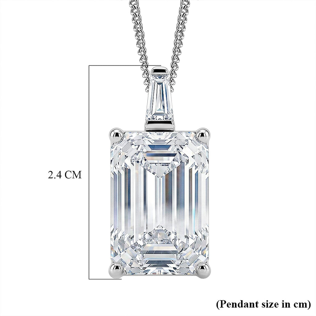 Moissanite Pendant with Chain (Size 18) in Rhodium Overlay Sterling Silver 10.22 Ct.