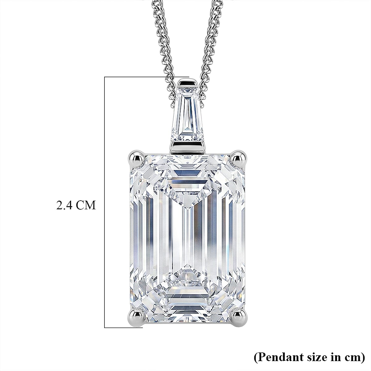 Moissanite Pendant with Chain (Size 18) in Rhodium Overlay Sterling Silver 10.22 Ct. V32515390 7