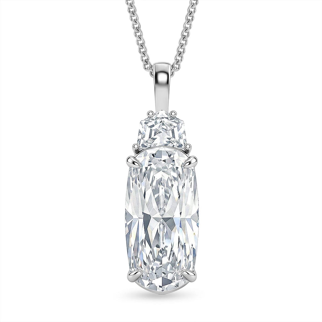 Moissanite Cushion Cut Pendant with Chain (Size 18) in Rhodium Overlay Sterling Silver 6.61 Ct.