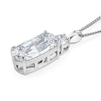 Moissanite Cushion Cut Pendant with Chain (Size 18) in Rhodium Overlay Sterling Silver 6.61 Ct.