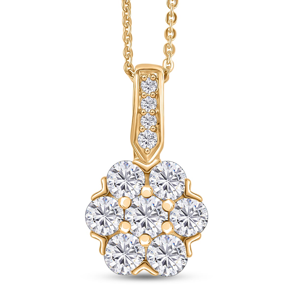 Moissanite Pendant with Chain (Size 20) in Yellow Gold Plated Sterling Silver 1.22 Ct. 4411469 0
