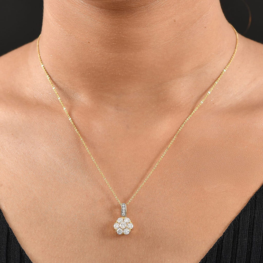 Moissanite Pendant with Chain (Size 20) in Yellow Gold Plated Sterling Silver 1.22 Ct.
