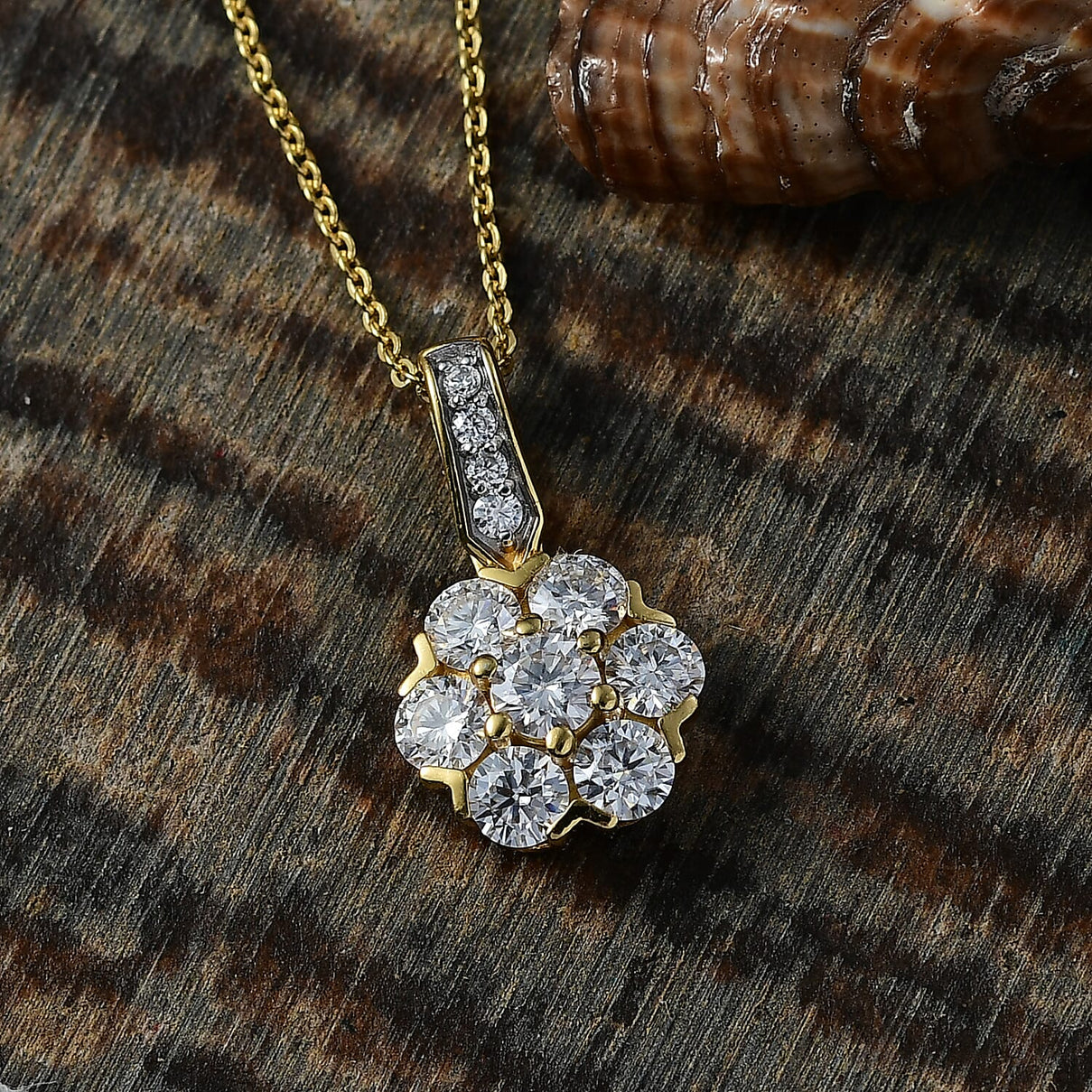 Moissanite Pendant with Chain (Size 20) in Yellow Gold Plated Sterling Silver 1.22 Ct. 4411469 3