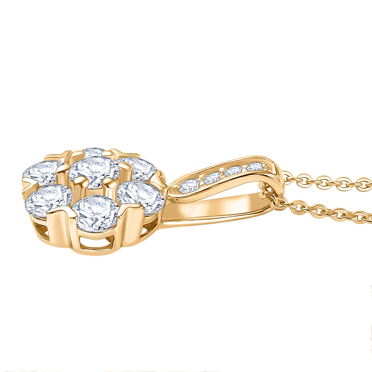 Moissanite Pendant with Chain (Size 20) in Yellow Gold Plated Sterling Silver 1.22 Ct. 4411469 4