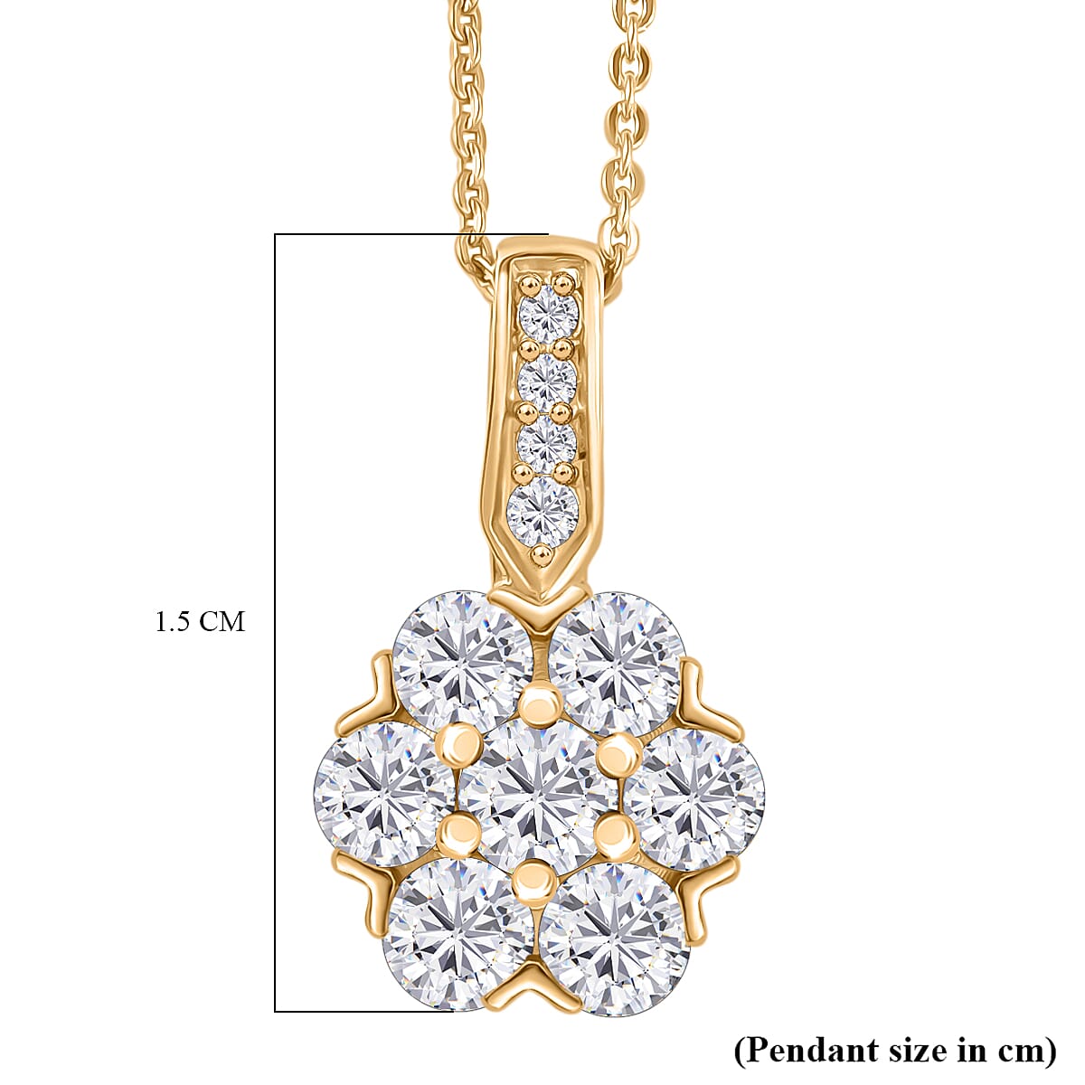 Moissanite Pendant with Chain (Size 20) in Yellow Gold Plated Sterling Silver 1.22 Ct. 4411469 7