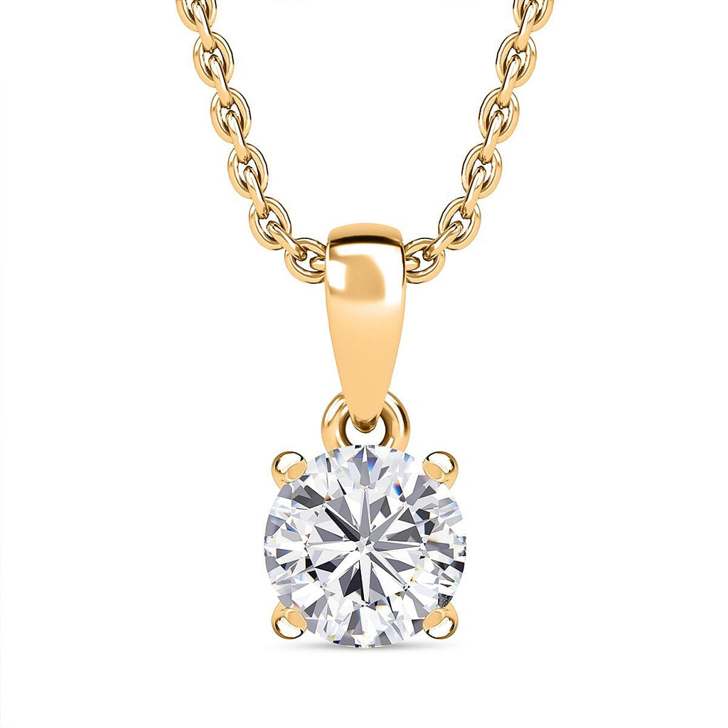 Moissanite Pendant with Chain (Size - 20) in 18K Vermeil Yellow Gold Plated Sterling Silver
