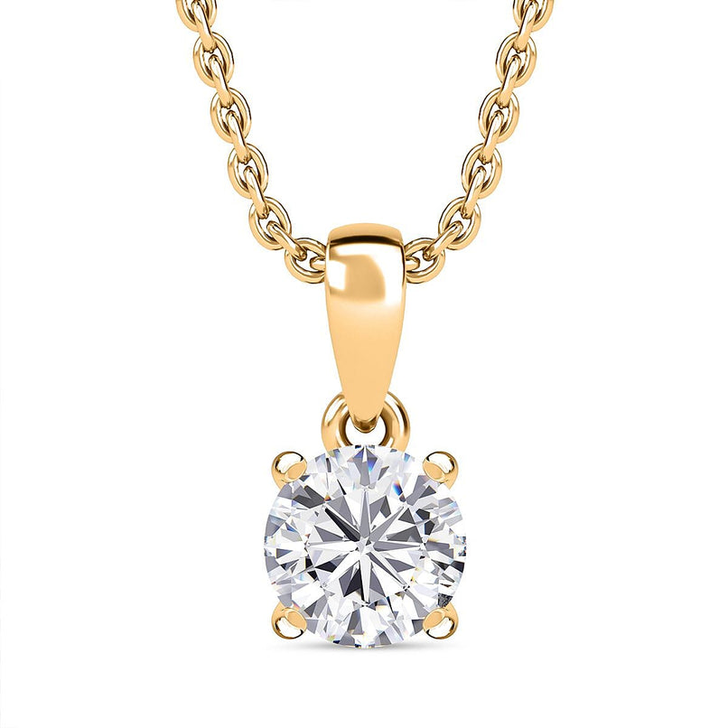 Moissanite Pendant with Chain (Size - 20) in 18K Vermeil Yellow Gold Plated Sterling Silver