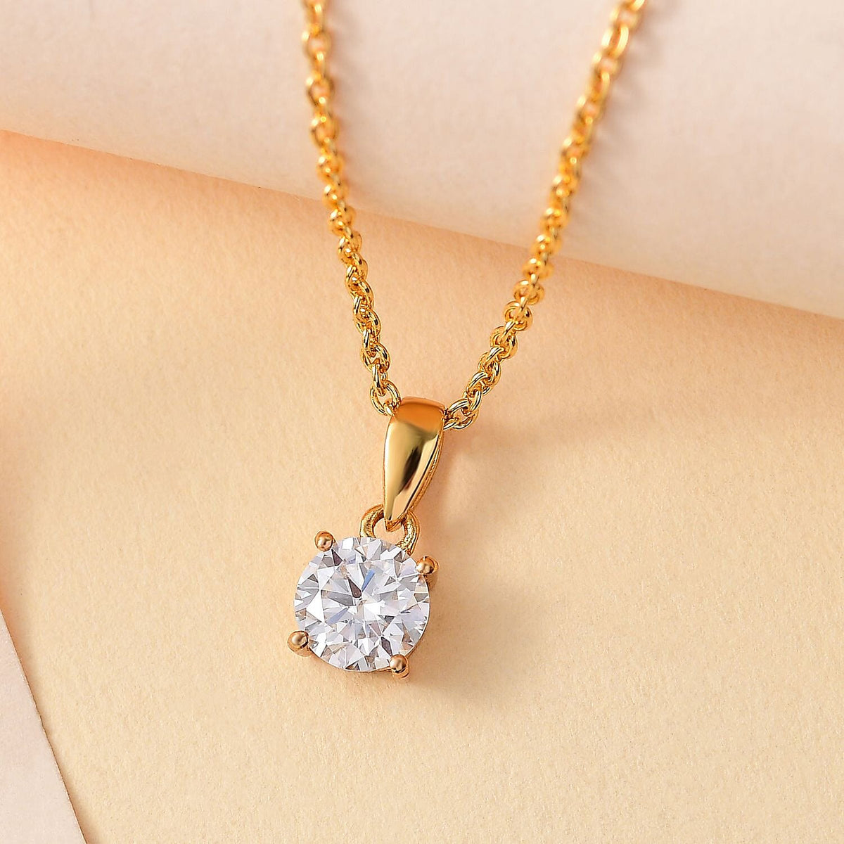 Moissanite Pendant with Chain (Size - 20) in 18K Vermeil Yellow Gold Plated Sterling Silver V32737800 2