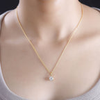 Moissanite Pendant with Chain (Size - 20) in 18K Vermeil Yellow Gold Plated Sterling Silver