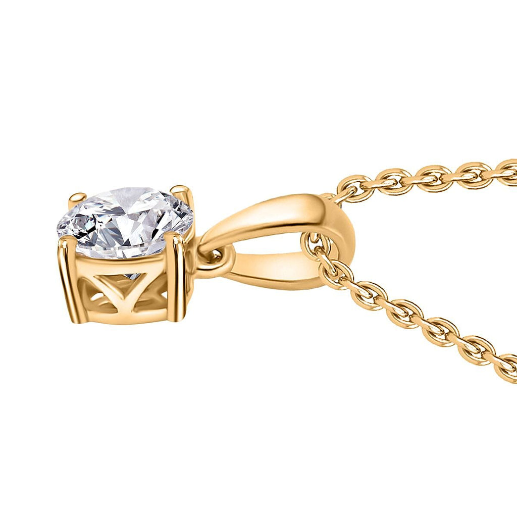 Moissanite Pendant with Chain (Size - 20) in 18K Vermeil Yellow Gold Plated Sterling Silver