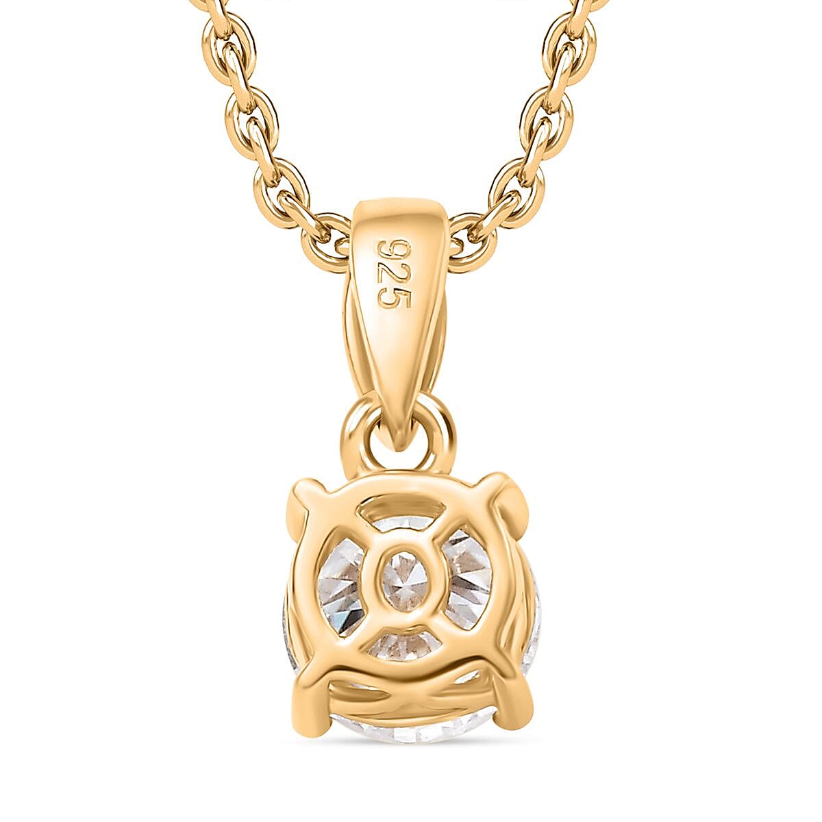 Moissanite Pendant with Chain (Size - 20) in 18K Vermeil Yellow Gold Plated Sterling Silver V32737800 5